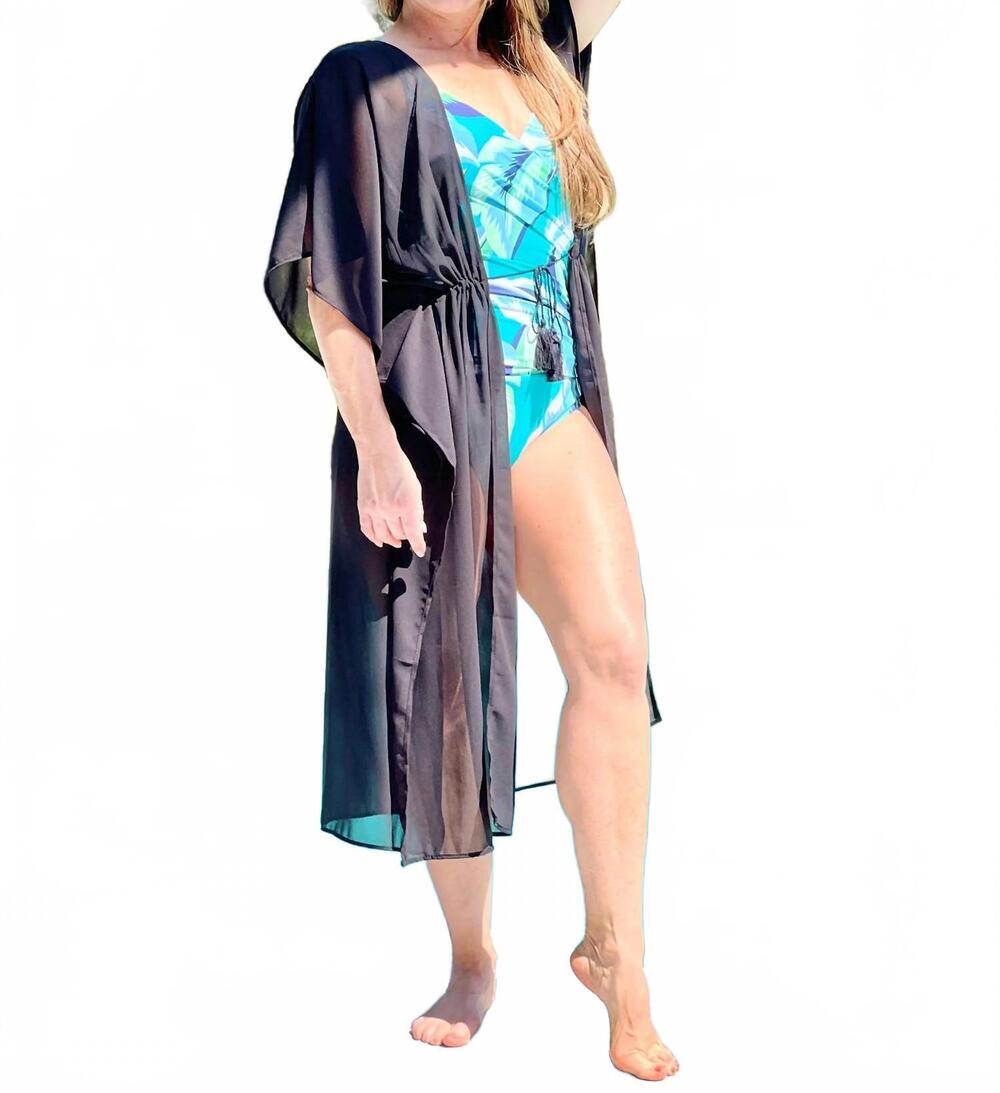 NEW DM MERCHANDISING riviera wrap midi dress in black